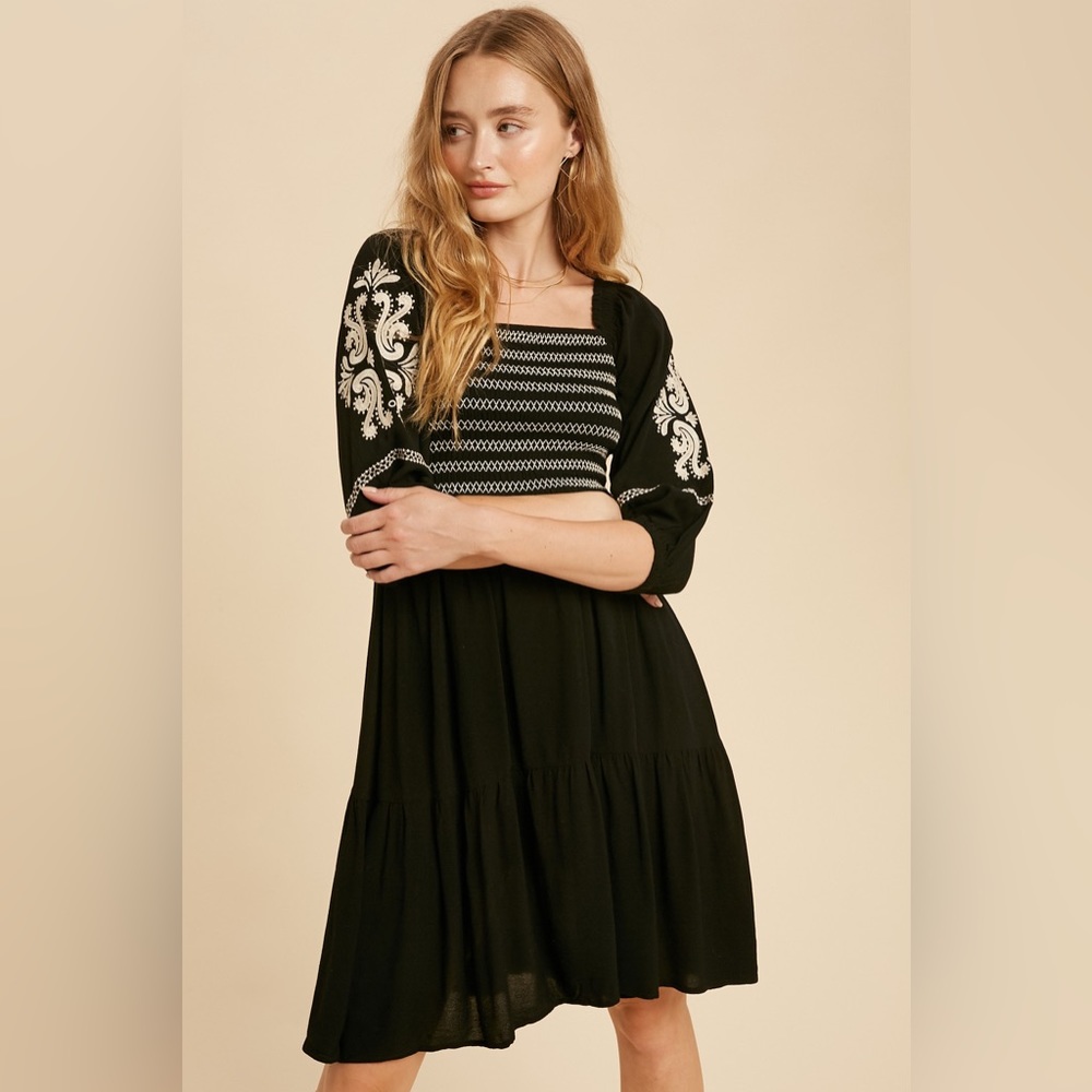 Wren Embroidered Peasant Dress